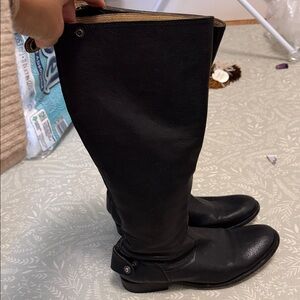 FRYE Black Knee-High Leather Riding Boots